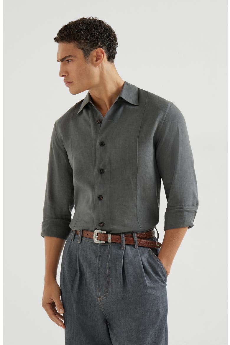 Linen shirt, Alternate, color, Anthracite