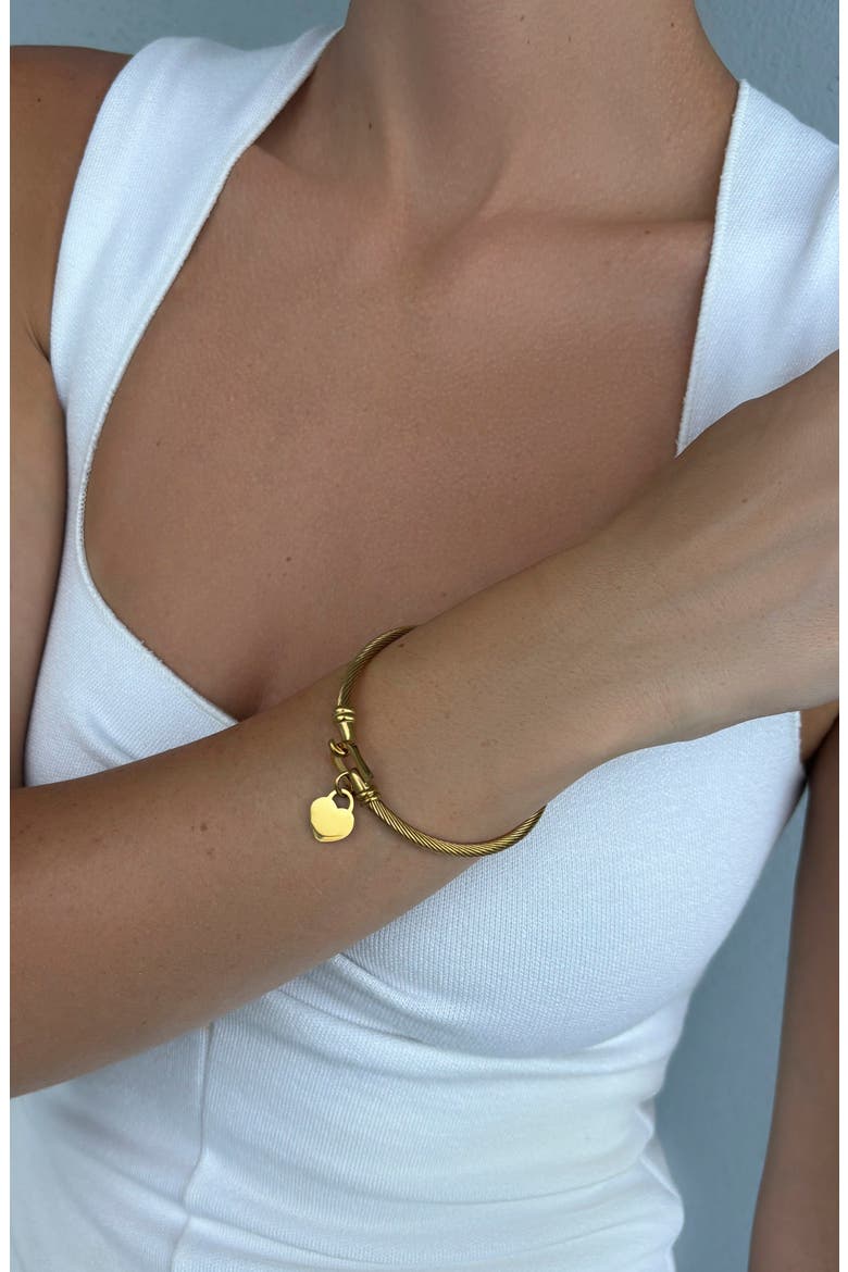 Heart Charm Cable Twist Bracelet, Alternate, color, GOLD