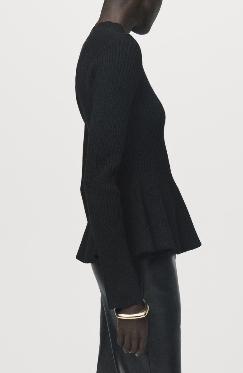 MANGO Peplum Rib Sweater, Alternate, color,