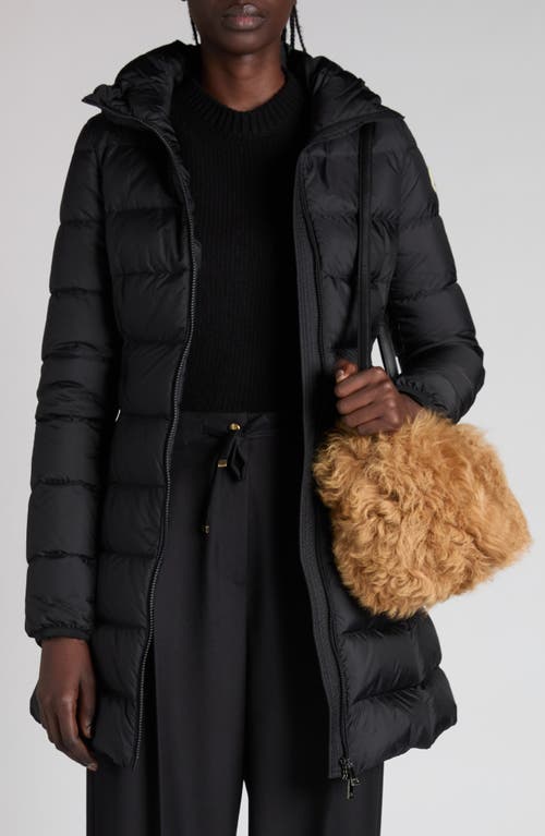 Moncler Micro Caradoc Genuine Shearling Crossbody Bag In Brown