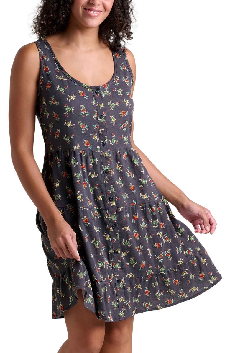 Toad & Co Manzana Tiered Sleeveless Dress, Alternate, color, Black Graphic Print