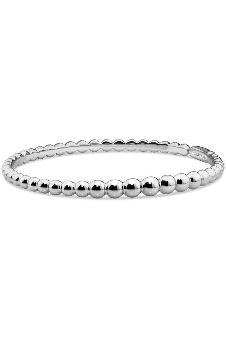 Beaded Ball Bangle Bracelet in Rhodium Plated Sterling Silver, Main, color, Silver