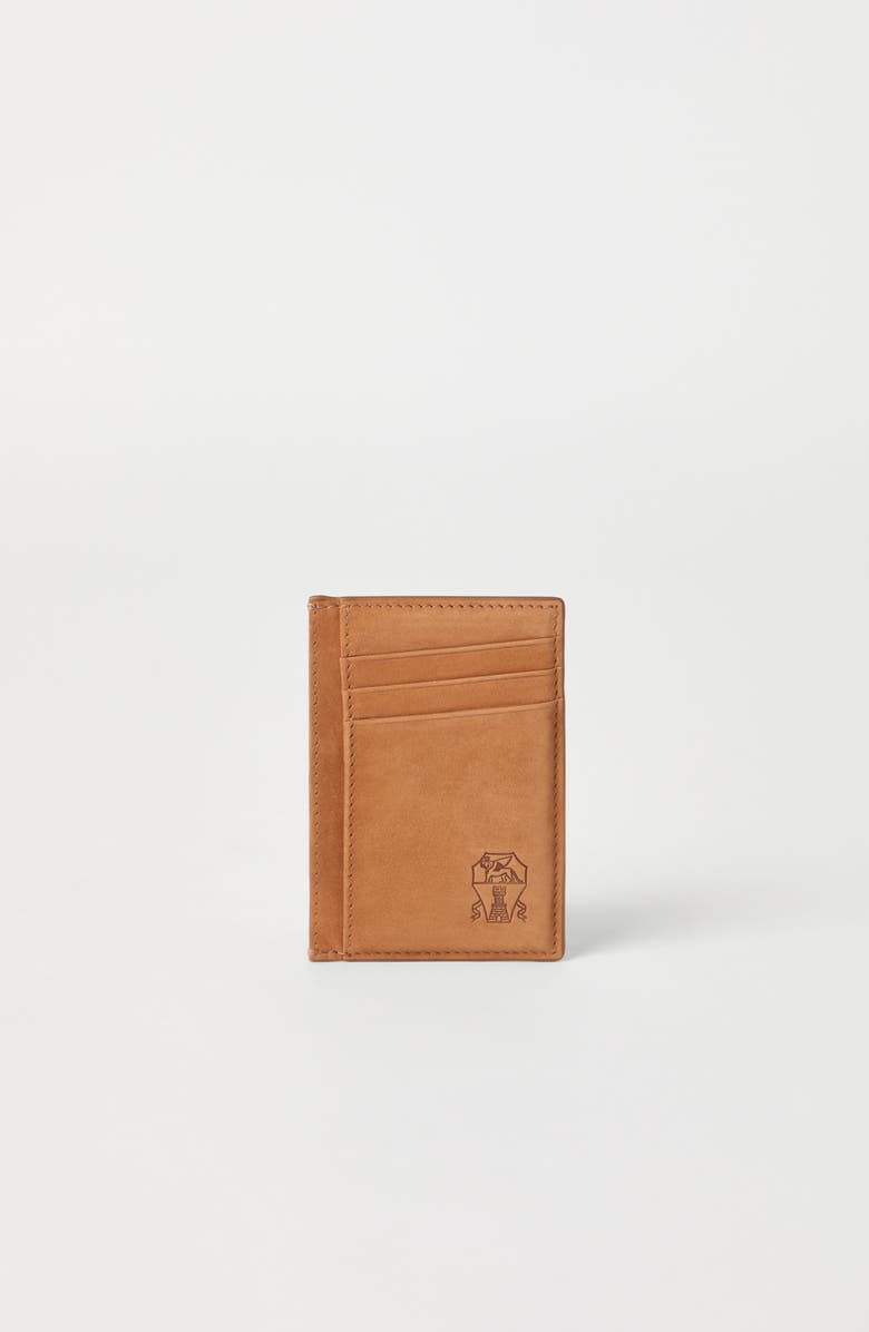 Brunello Cucinelli Nubuck card holder, Alternate, color, Natural