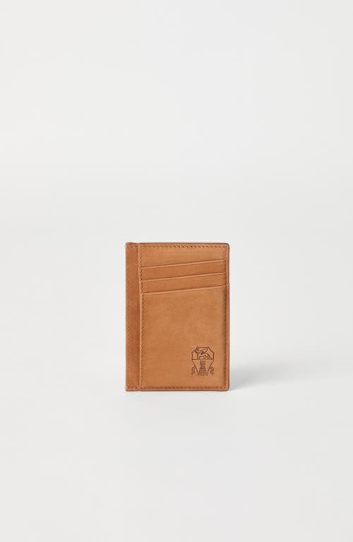Brunello Cucinelli Nubuck Card Holder In Brown