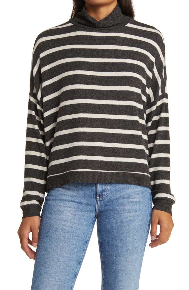 Lucky Brand Cloud Mock Neck Sweater, Main, color, Charcoal C