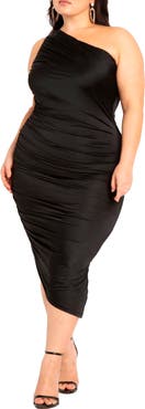 ELOQUII Ruched One Shoulder Dress