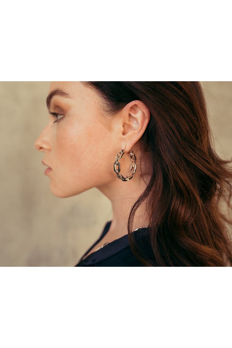 Modern Day Hoop Earrings, Alternate, color, White Gold