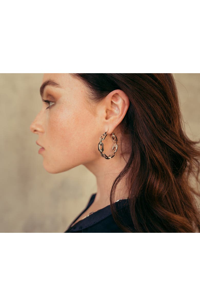 ZARUX Modern Day Hoop Earrings, Alternate, color, White Gold