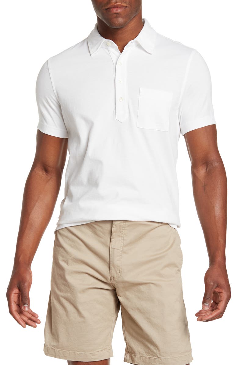 Brooks Brothers Cotton Jersey Solid Pocket Polo, Main, color, White