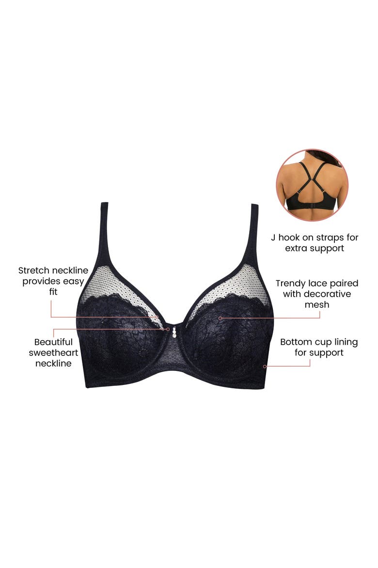 Luxlacy Full Coverage Unlined Wire Bra, Alternate, color, Black