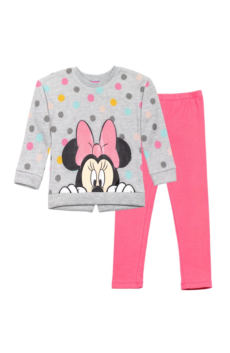 Disney Sweatshirt & Leggings Set, Main, color, Grey/Pink