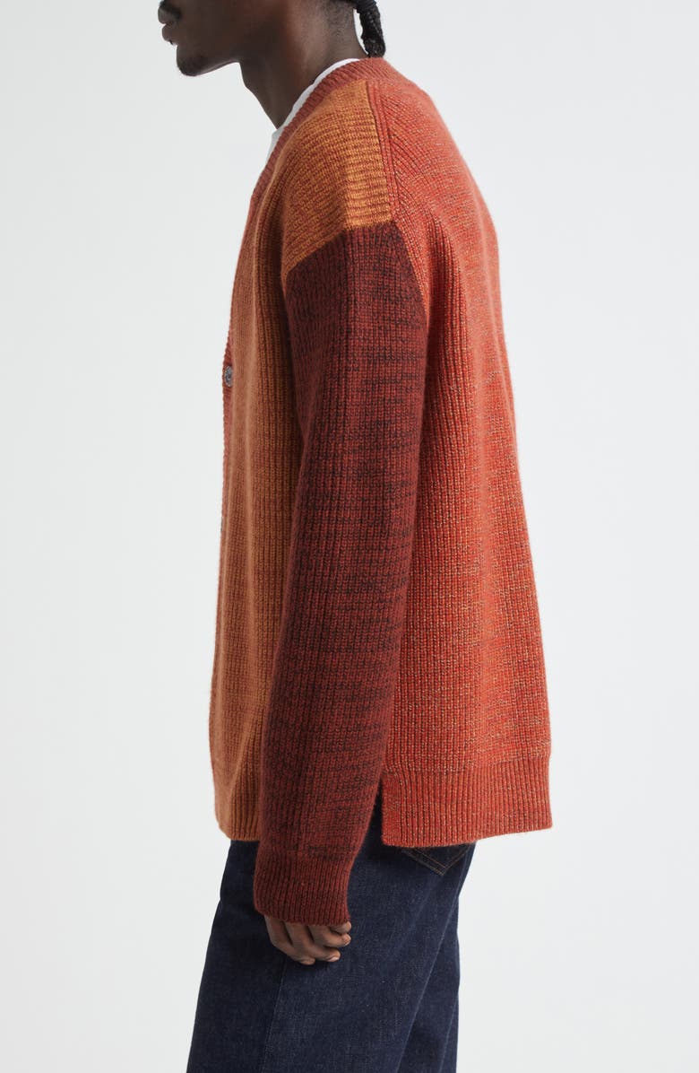 Waste Yarn Project Patti Colorblock Wool Blend Cardigan, Alternate, color, Tonal Brown