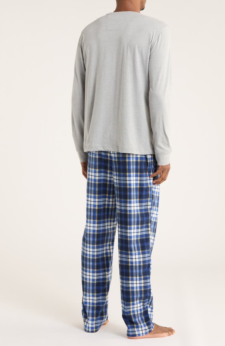 Nautica Cozy Fleece T-Shirt & Plaid Pajama Pants Set, Alternate, color, Grey Heather