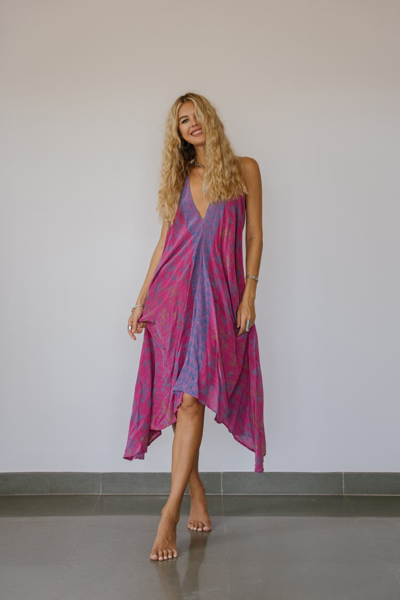Classic Silk Dress Sekai, Alternate, color, Pink & Purple Floral