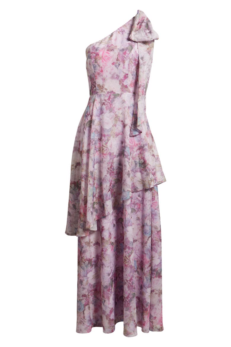 purple floral one shoulder dress Purple Truly Extraordinary Plum Floral Organza One-Shoulder Maxi Dress | Womens | 3X | 100% Polyester
