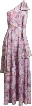 Lulus Amara Floral One-Shoulder Gown