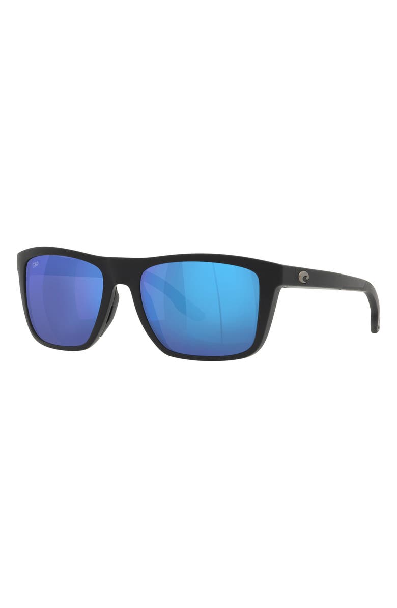 Costa Del Mar Mainsail 55mm Mirrored Polarized Rectangular Sunglasses, Alternate, color, Matte Black