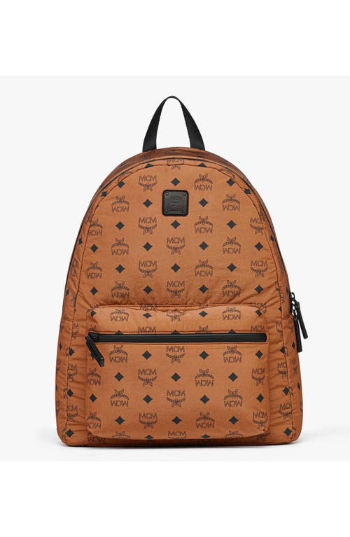Mcm Stark Packable Backpack In Monogram Nylon In Cognac