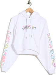 Off-White Crop Graphic Hoodie