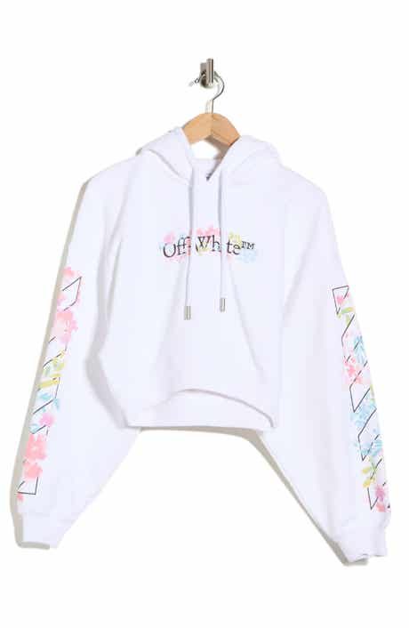 Off-White Crop Graphic Hoodie