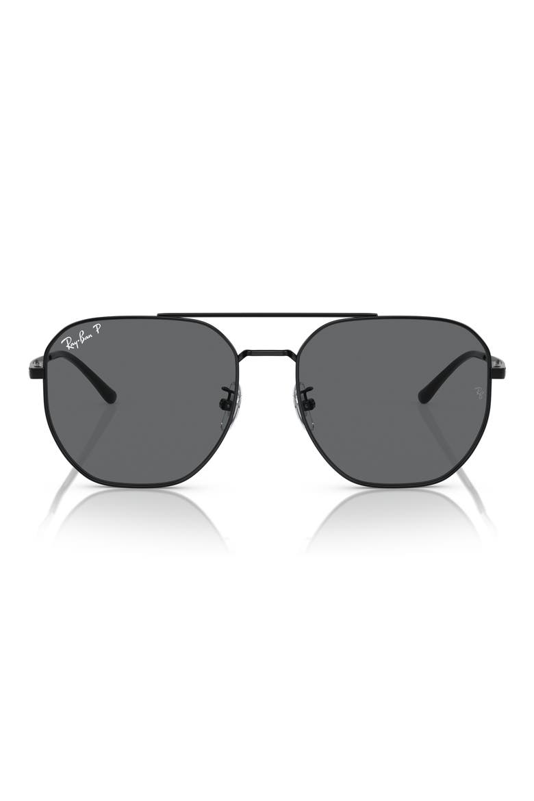 59mm Polarized Irregular Sunglasses, Main, color, BLACK / DARK GREY POLAR