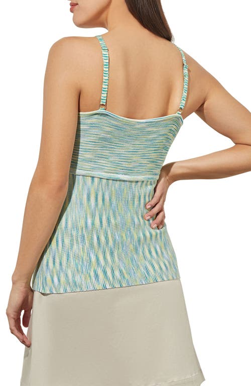 Ming Wang Space Dye Halter Top In White/bermuda/lime