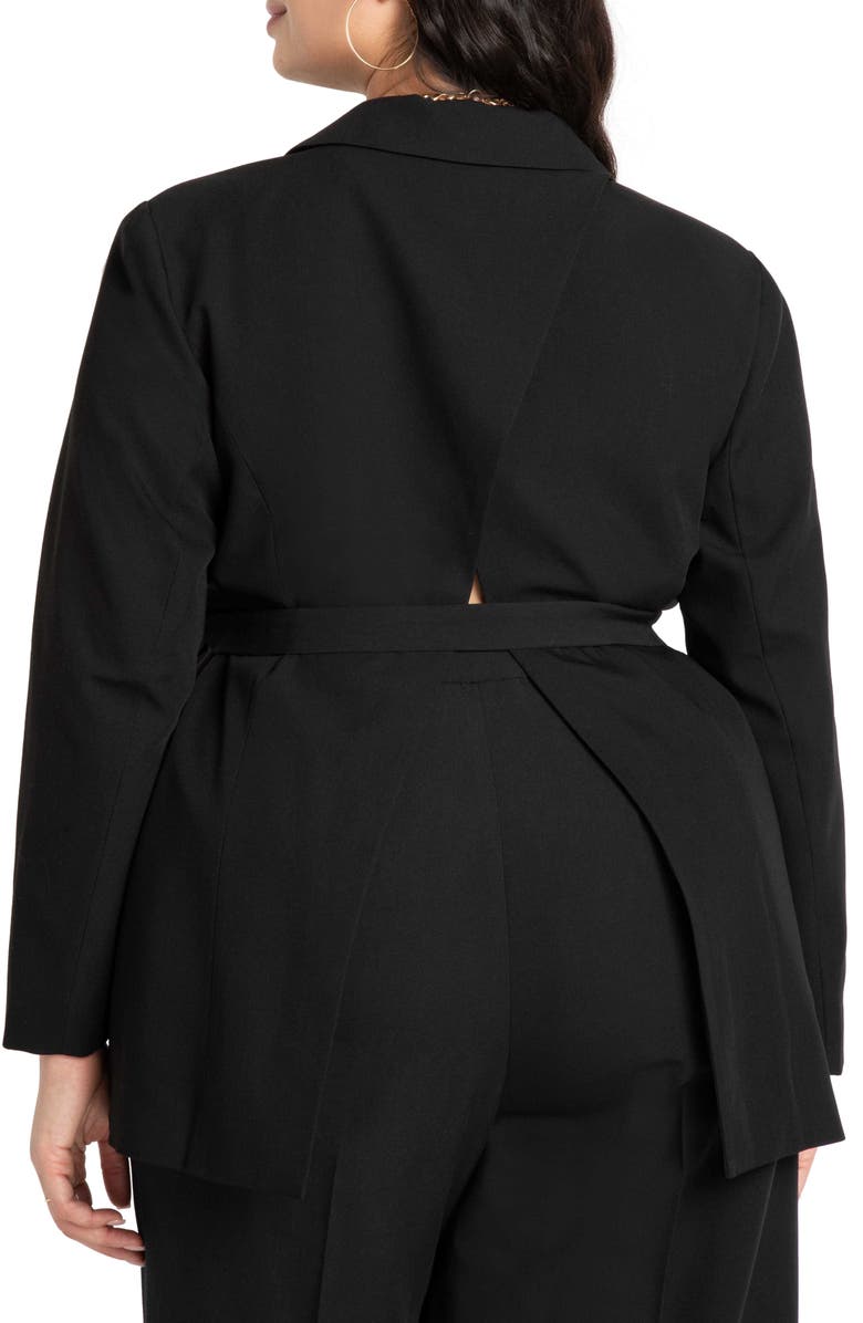 ELOQUII Split Back Tie Waist Blazer, Alternate, color,