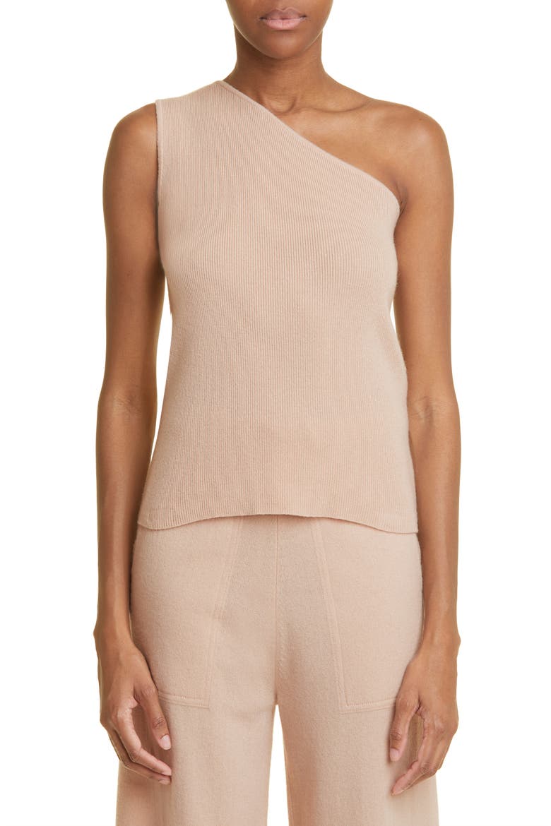 Vetro One-Shoulder Rib Wool & Cashmere Tank, Main, color, PINK