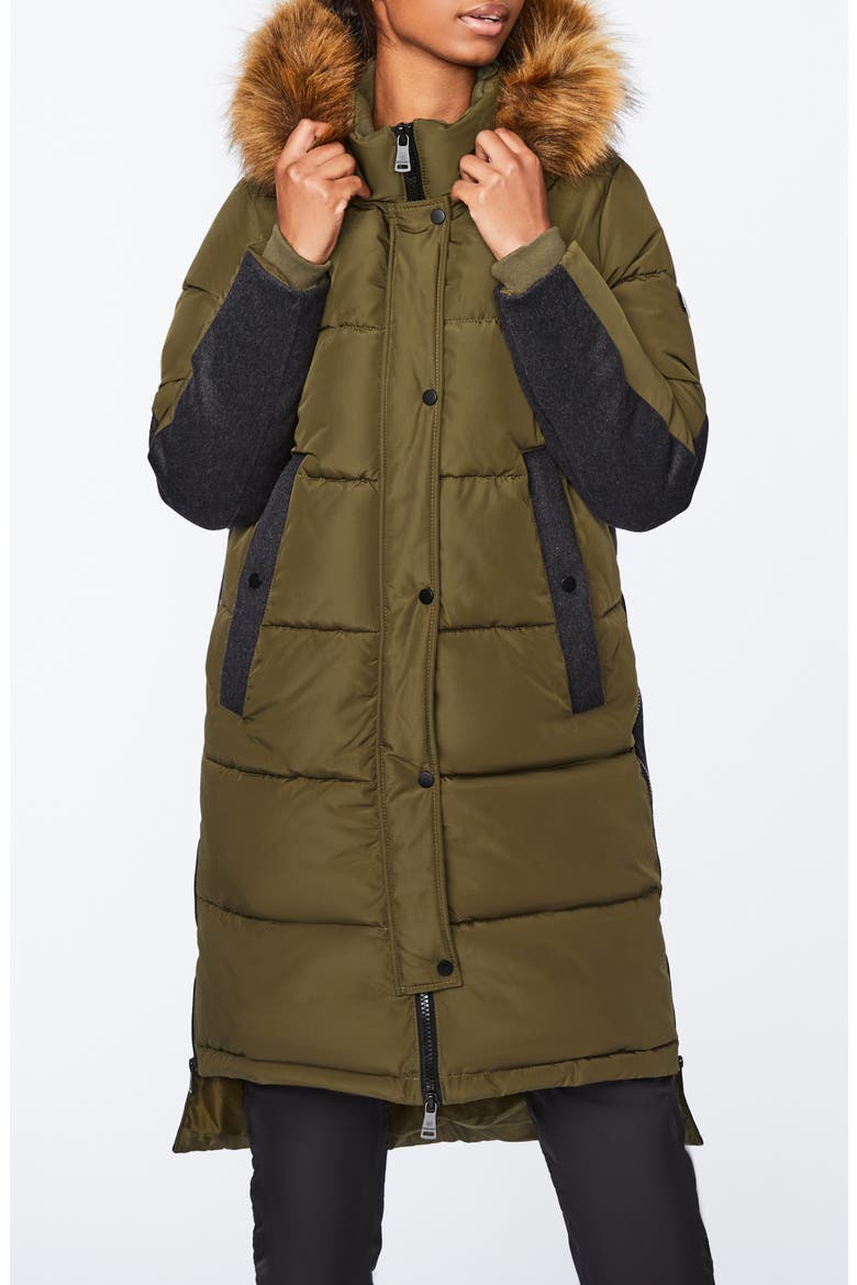 Long Parka with Faux Fur Hood Trim, Alternate, color, OLIVIA