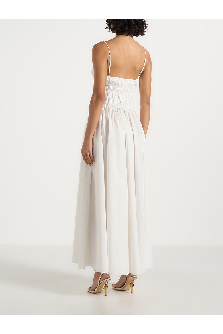 Elva Smocked Waist Cotton Maxi Dress, Alternate, color, White