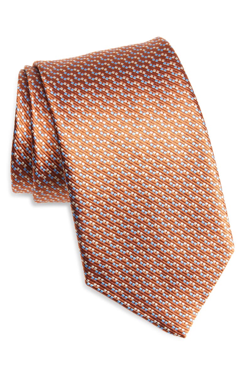 David Donahue Jacquard Silk Tie, Main, color, Pumpkin