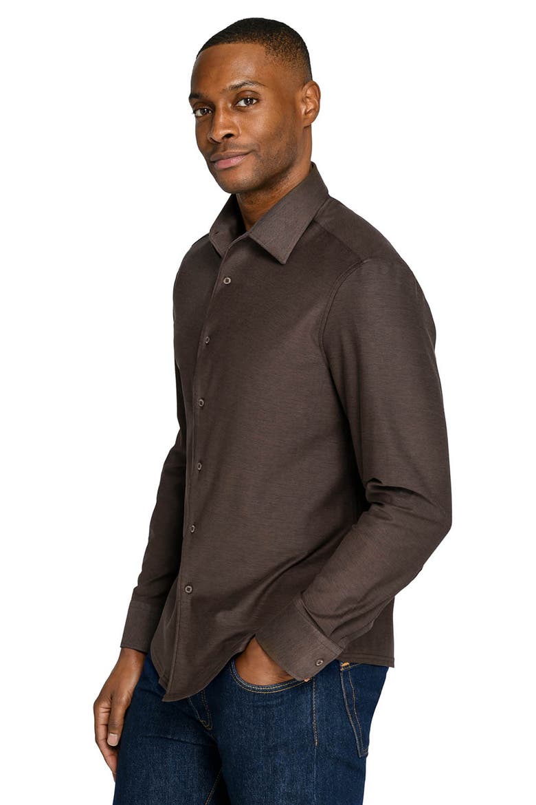Solid Mapleton Luxe Cross Dyed Long Sleeve Shirt, Alternate, color, BROWN