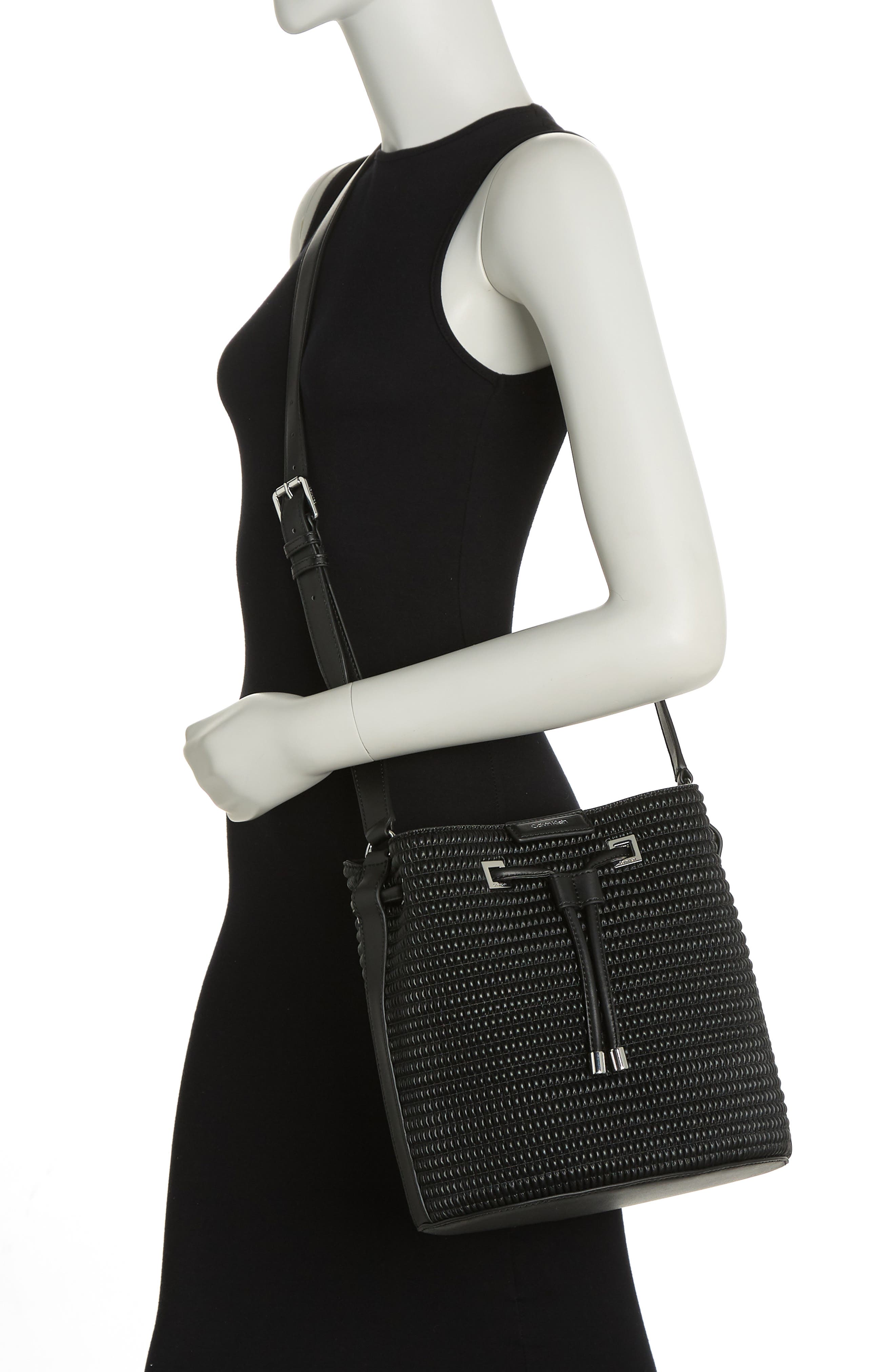 Calvin Klein Ash Grid Pleat Bucket Bag (Women) | Nordstromrack