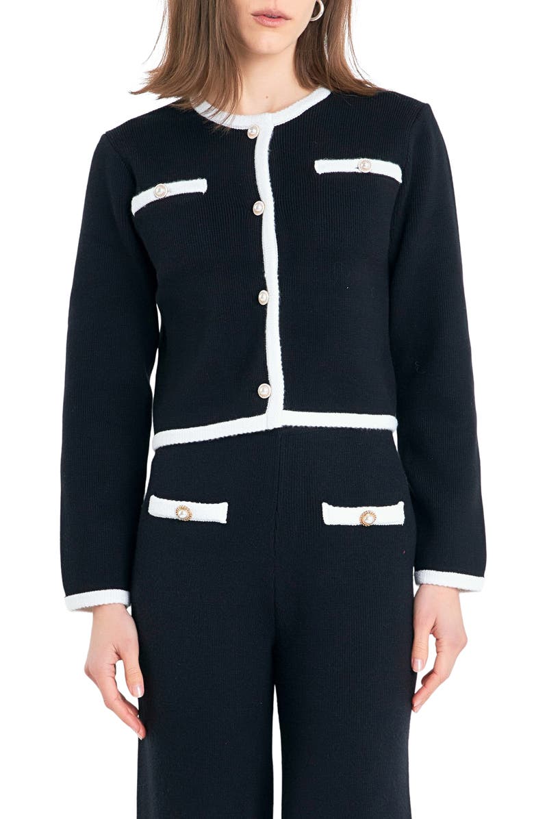 English Factory Colorblock Crop Cardigan, Main, color,