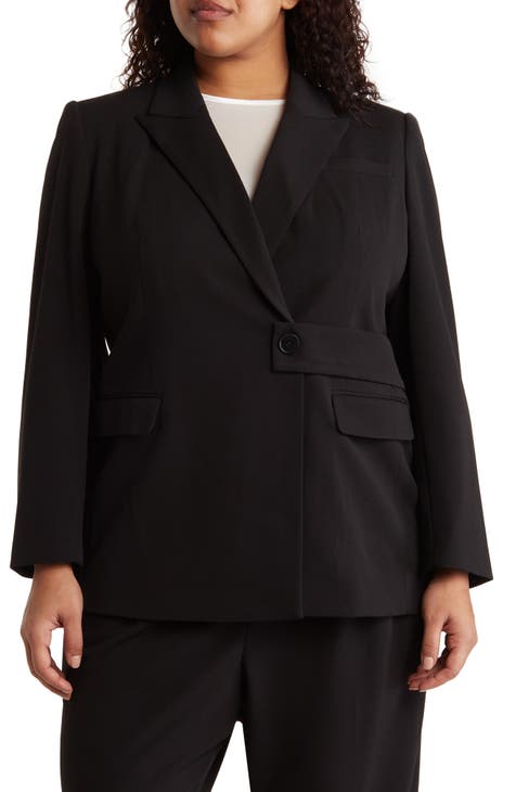 Peak Lapel Scuba Crepe Blazer (Plus Size)