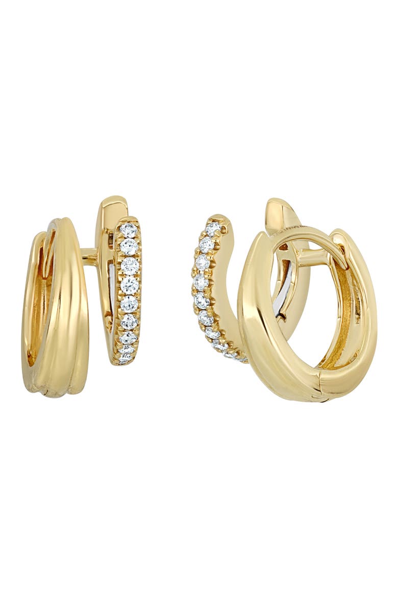 18K Gold & Diamond Layered Hoop Earrings (Nordstrom Exclusive), Main, color, 18K YELLOW GOLD