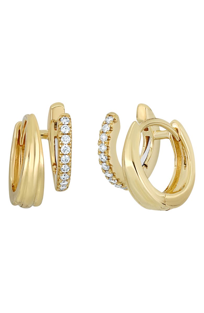 Bony Levy 18K Gold & Diamond Layered Hoop Earrings, Main, color, 18K Yellow Gold
