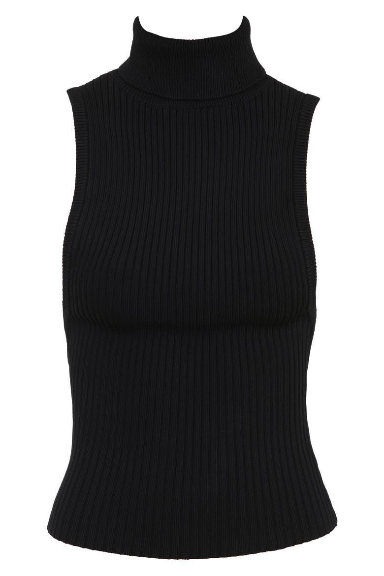 Dina Backless Rib Turtleneck Sweater, Alternate, color, BLACK