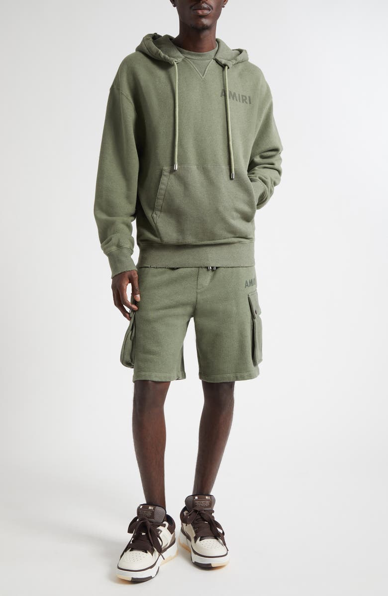 AMIRI Stencil Logo Cargo Shorts, Alternate, color, Olive