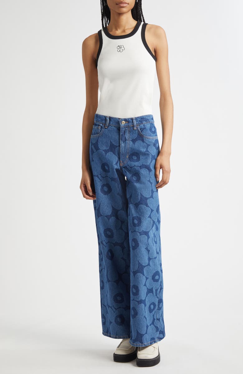 Marimekko Maridenim Unikko Loose Fit Jeans, Alternate, color, Mid Indigo
