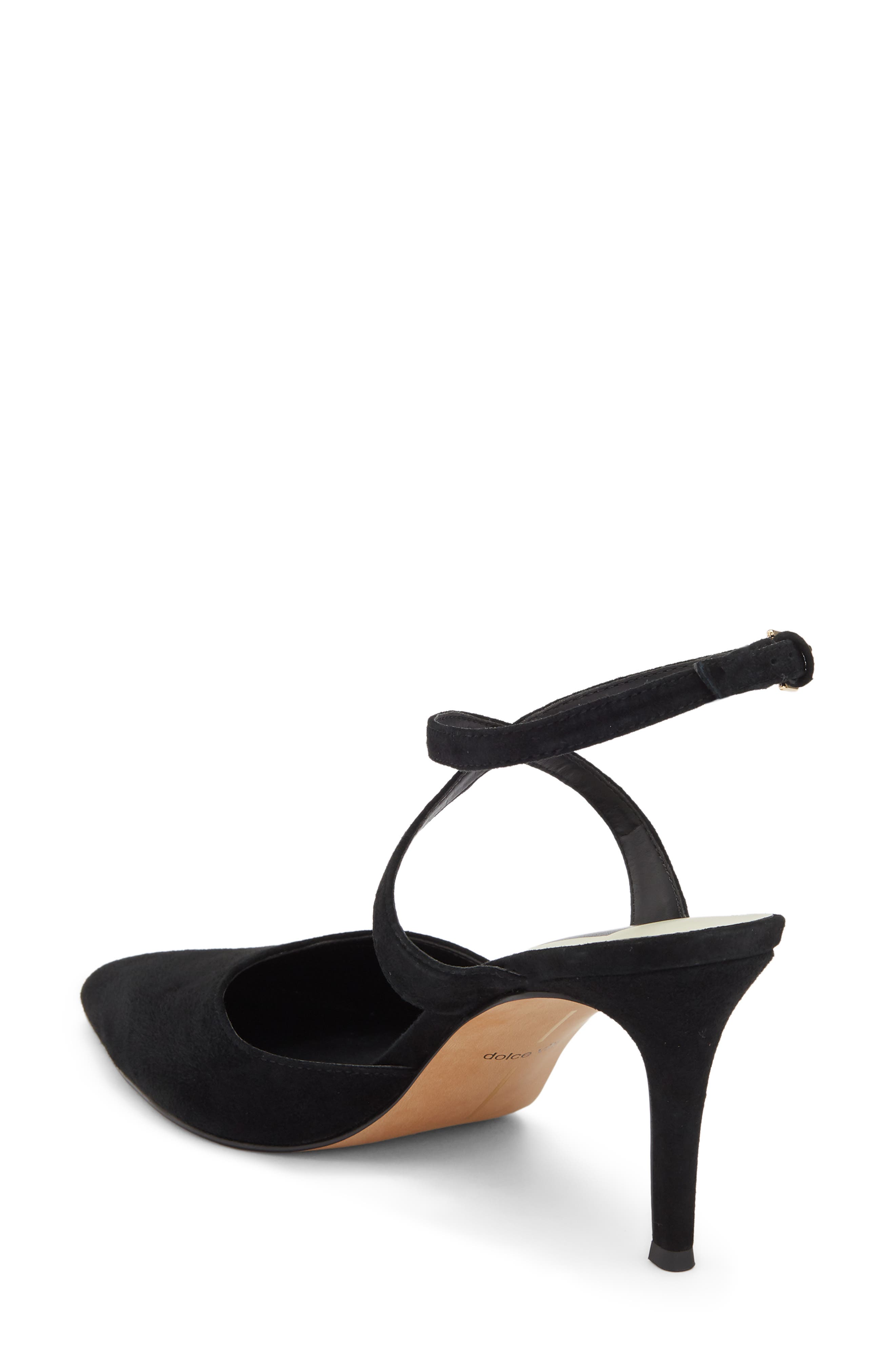 Eliora Pointed Toe Ankle Strap Pump, Alternate, color, ONYX SUEDE