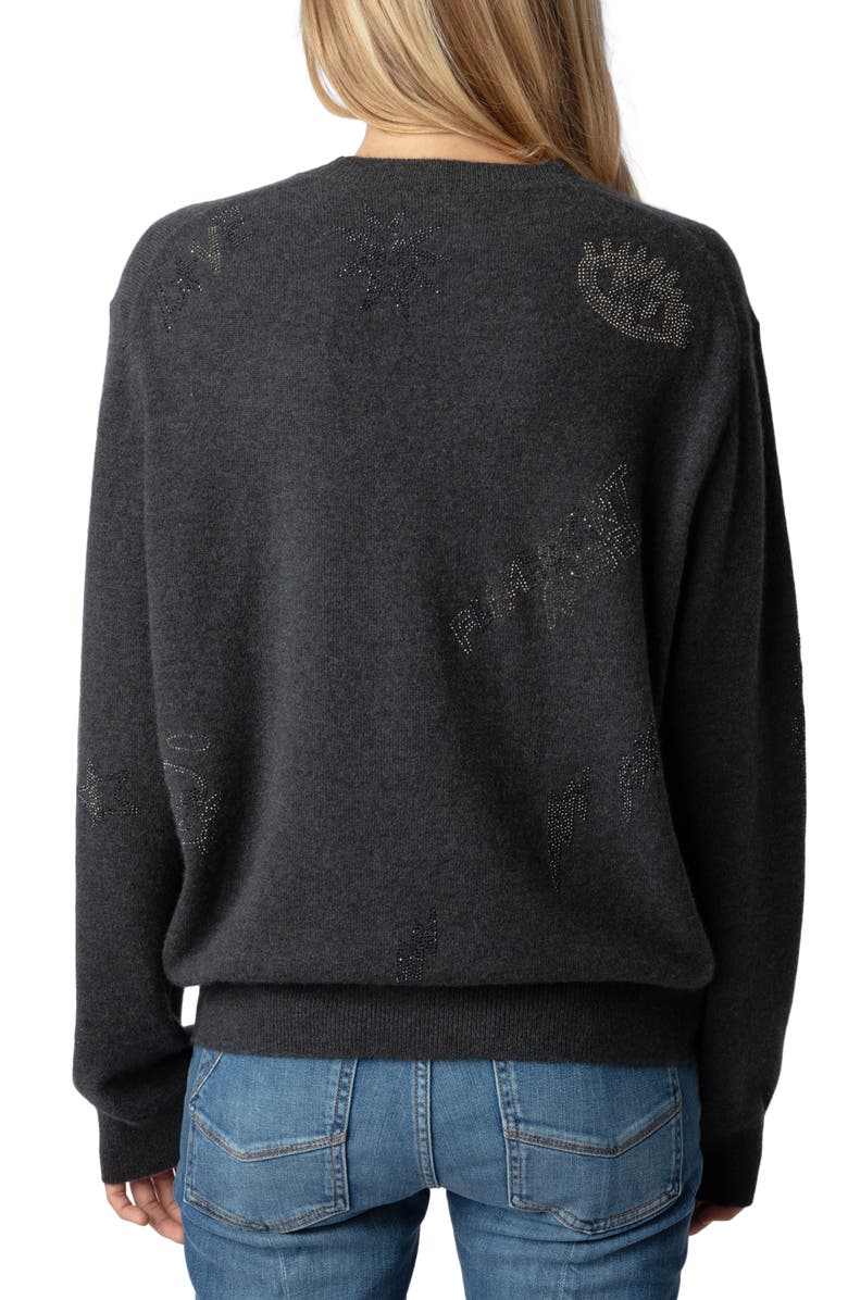 Zadig & Voltaire Bead Detail Cashmere Sweater, Alternate, color,