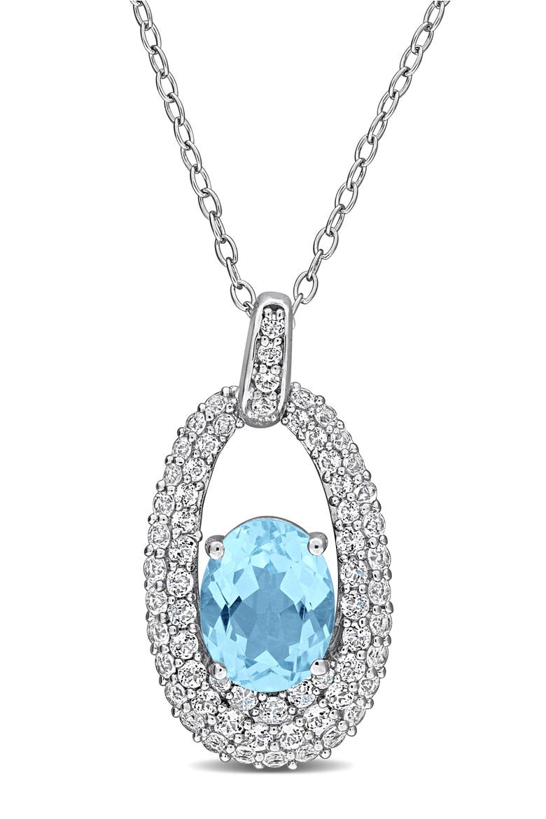 Sky Blue Topaz & White Topaz Pendant Necklace, Main, color, BLUE