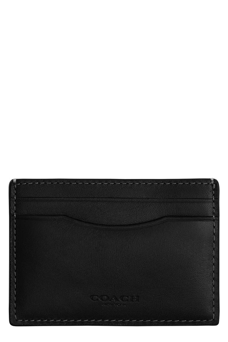 Leather Money Clip Card Case, Main, color, BLACK