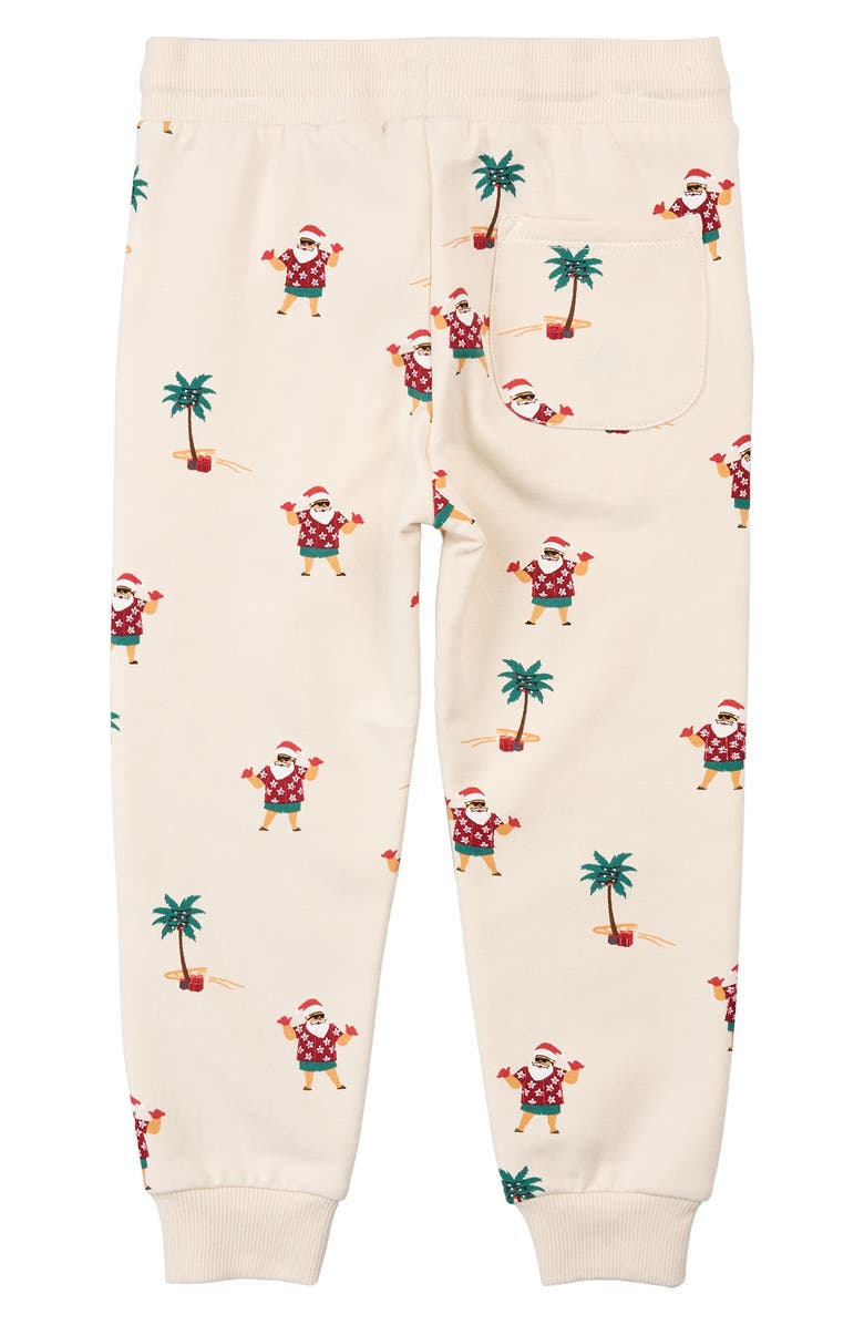 MILES THE LABEL Kids' Hawaiian Santa Print French Terry Joggers, Alternate, color, Beige