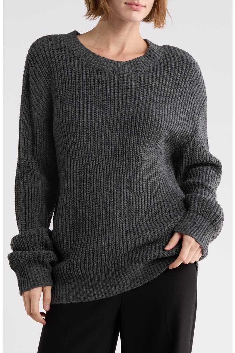 Chunky Ribbed Crewneck Sweater, Main, color, CHARCOAL GREY