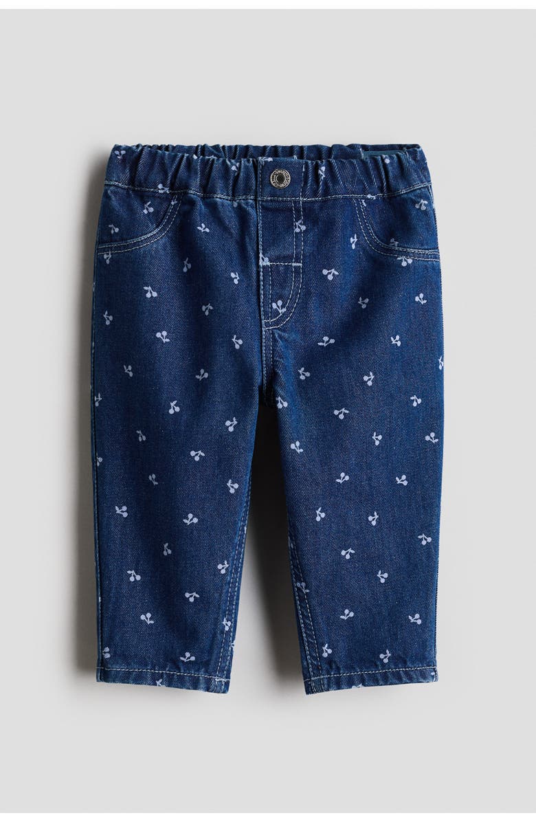 H&M Cotton Trousers, Main, color, Dark Denim Blue/Cherries