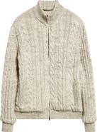 Herno Mélange Wool Cable Knit Sweater Jacket