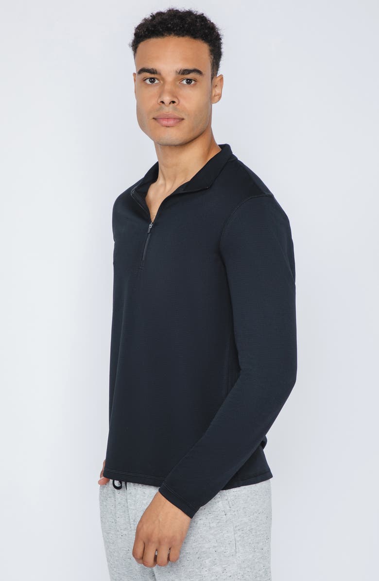 90 DEGREE BY REFLEX Half Zip Long Sleeve Top, Alternate, color, Black