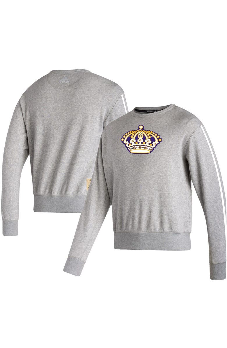 adidas Men's adidas Heathered Gray Los Angeles Kings Team Classics Vintage Pullover Sweatshirt, Main, color, 